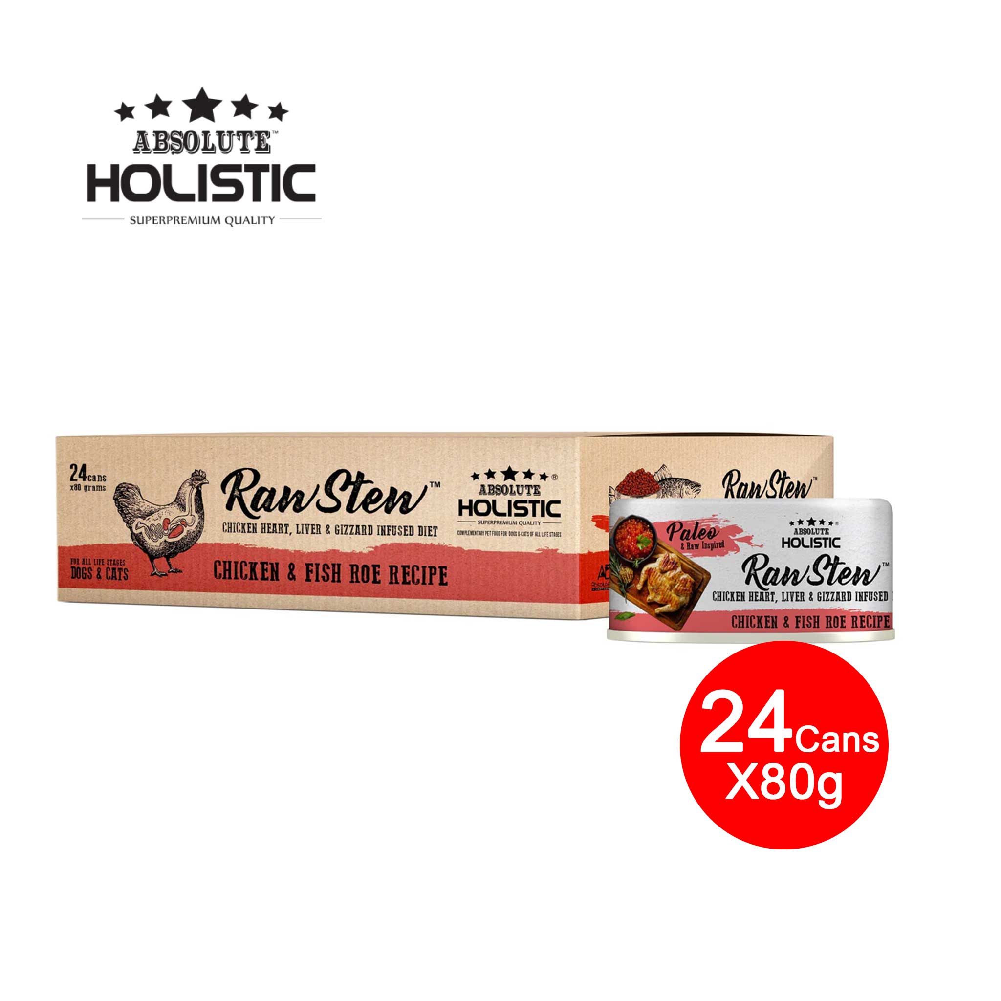 [ CNT of 24] Absolute Holistic Chicken & Fish Roe (80g)