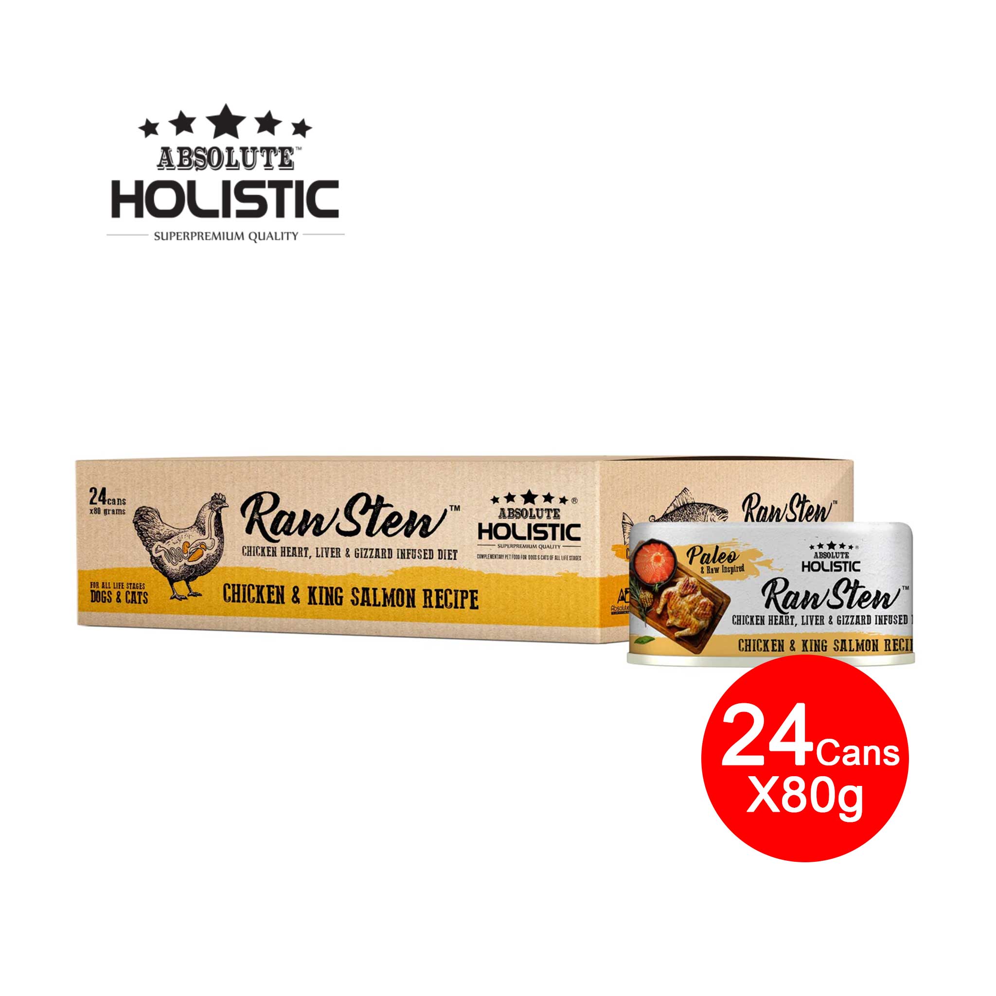 [CNT OF 24] Absolute Holistic Chicken & King Salmon (80g)