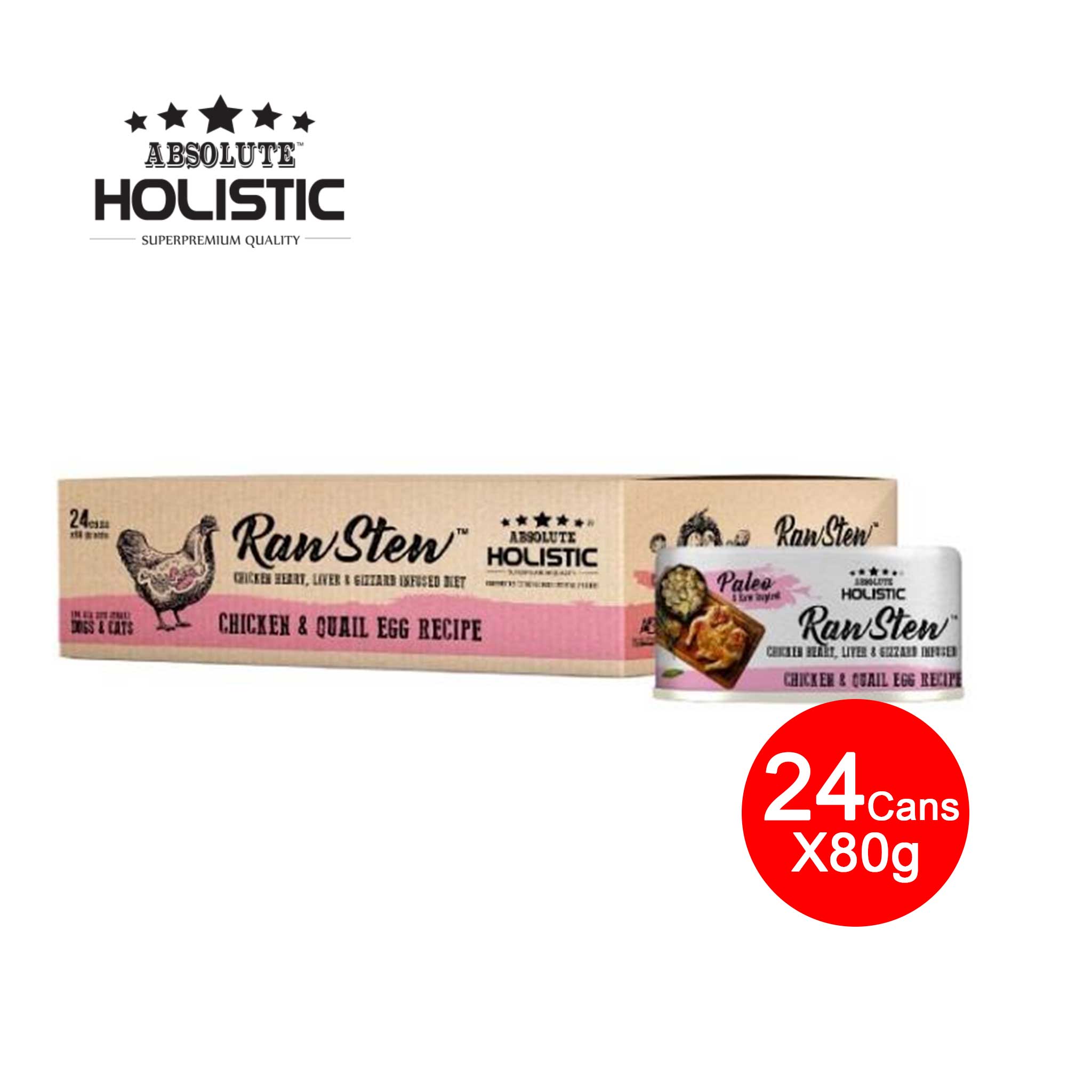 [CNT OF 24] Absolute Holistic Chicken & Quail Egg (80g)