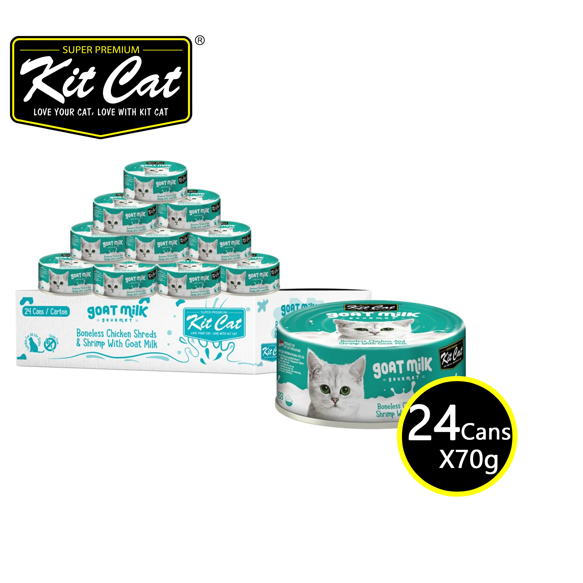 [CNT OF 24] Kit Cat Goat Milk Gourmet Chicken & Shrimp 70g
