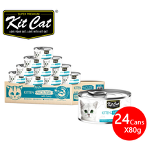 [CNT OF 24] Kit Cat Deboned Topper Canned Wet Food Kitten Mousse With Tuna Toppers(80g)
