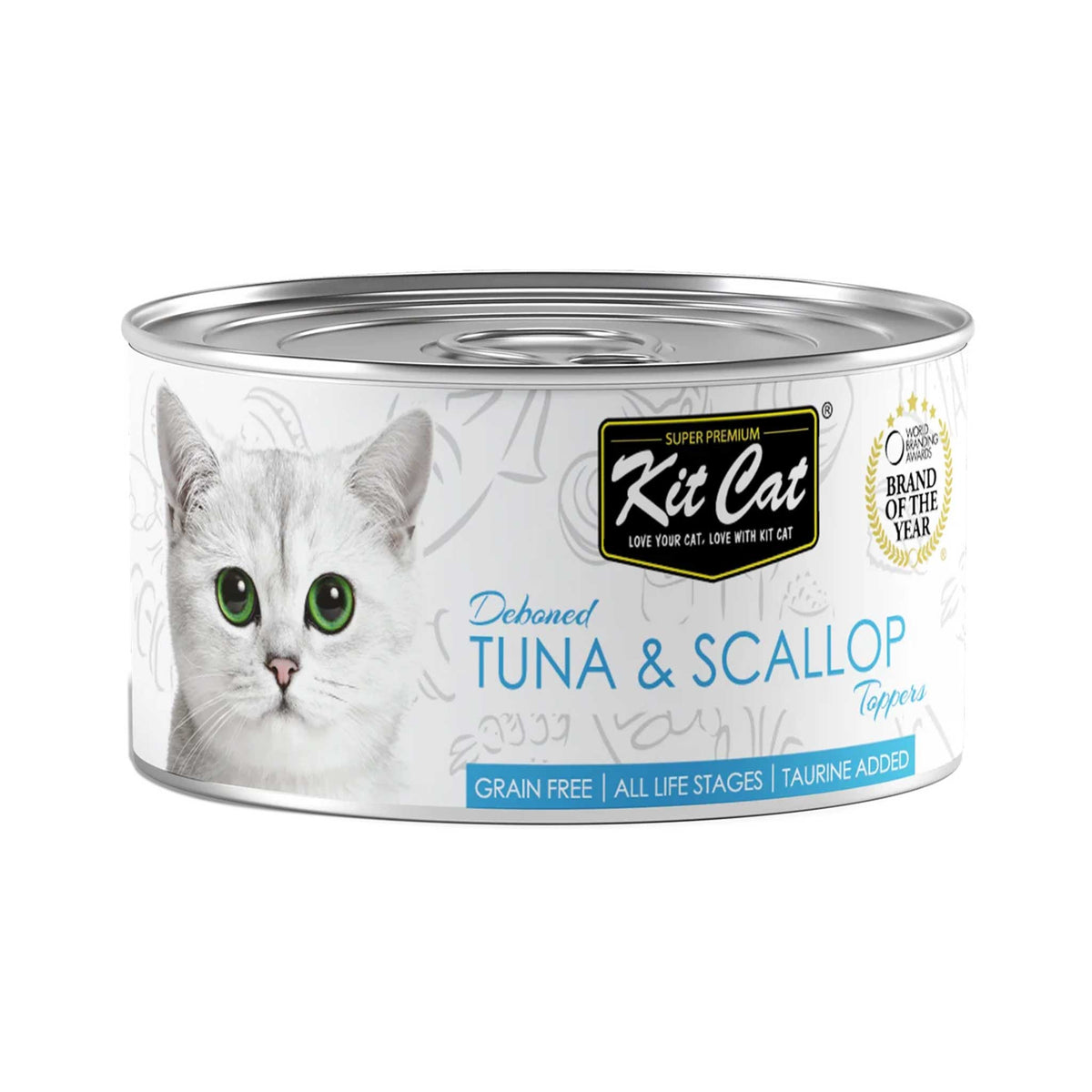 [CNT of 24] Kit Cat Deboned Topper Canned Wet Food Tuna & Scallop Toppers (80g)